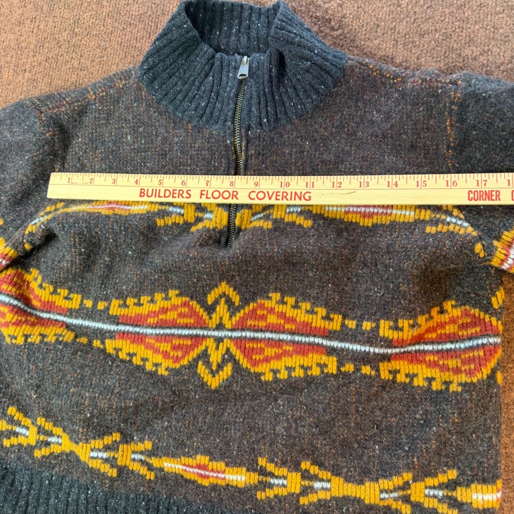 Pendleton Womens Quarter Zip Wool Blend Southwestern Pattern Sweater Grey Medium - Picture 4 of 7